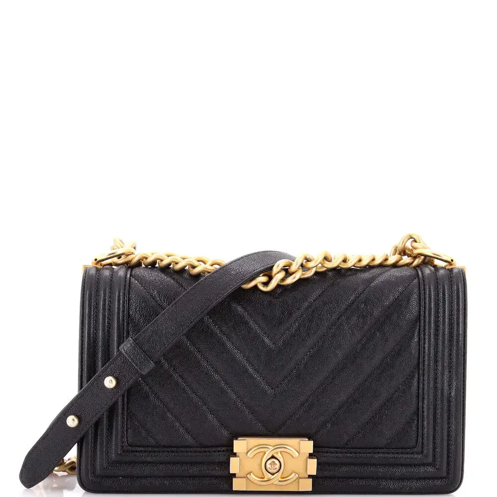 Chanel Boy Flap Bag Chevron Caviar New #246426C42B - Picture 1 of 7